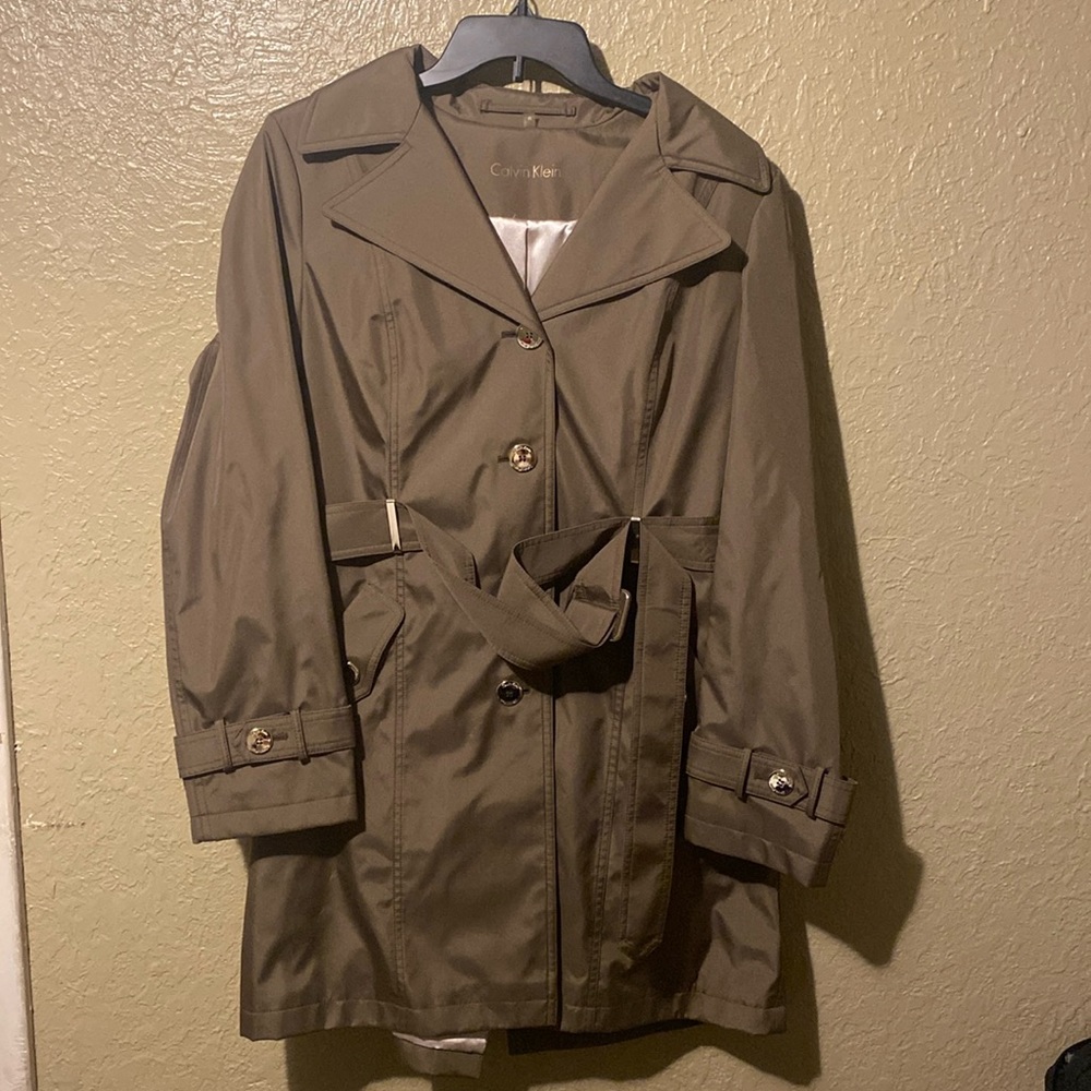 Brown/Tan And Gold Calvin Klein Trench Coat